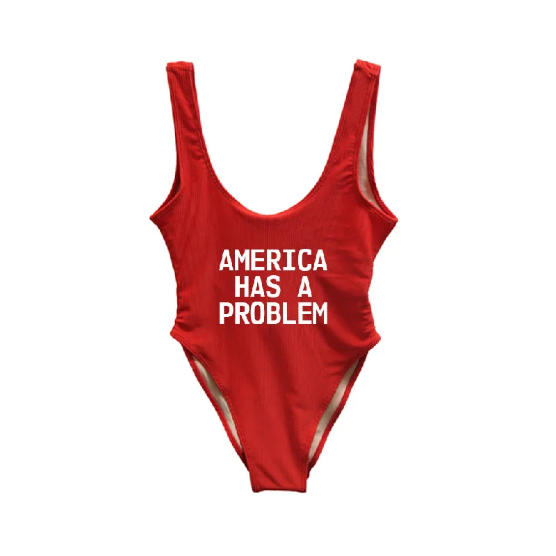 Women's Cargo - Style One - Pieces in Khaki with Pockets for a Practical and Stylish Outdoor LookAMERICA HAS A PROBLEM [SWIMSUIT]