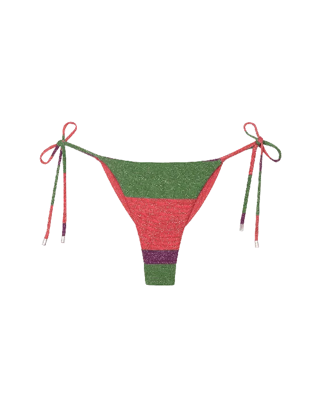 Sustainable women swimwear made from recycled materials for eco - conscious beachgoersLurex Tie Side Bottom - Heatwave Sustainable women swimwear made from recycled materials for eco - conscious beachgoersLurex Tie Side Bottom - Heatwave