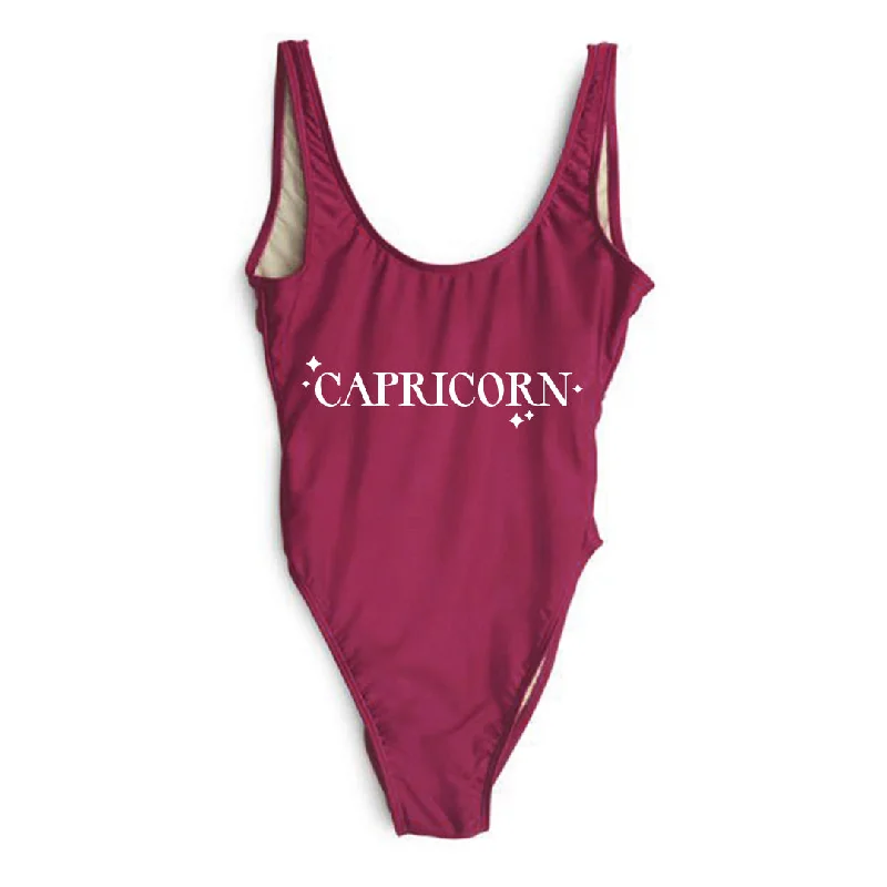 Plus Size Women's Ruffled Hem One - Pieces in Pink for a Feminine and Flirty Summer OutfitCAPRICORN [SWIMSUIT]