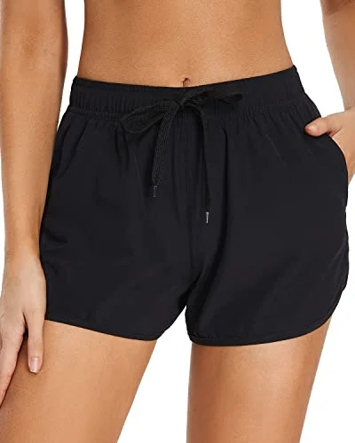 One - piece women swimwear with cut - outs for a stylish and modern appealWomen's Sporty Boardshorts Pockets Drawstring Swim Trunks For Teen Girls-Black One - piece women swimwear with cut - outs for a stylish and modern appealWomen's Sporty Boardshorts Pockets Drawstring Swim Trunks For Teen Girls-Black
