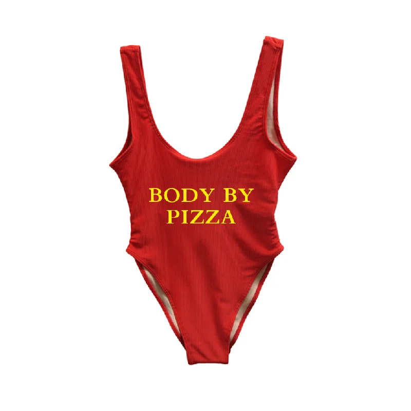 Plus Size Women's Wrap - Style One - Pieces in Burgundy with Belt for a Figure - Flattering OptionBODY BY PIZZA [SWIMSUIT]