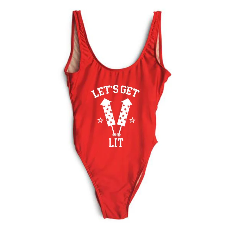 Plus Size Women's Boho - Style One - Pieces in Multicolor with Tassels for a Festival VibeLET'S GET LIT [SWIMSUIT]