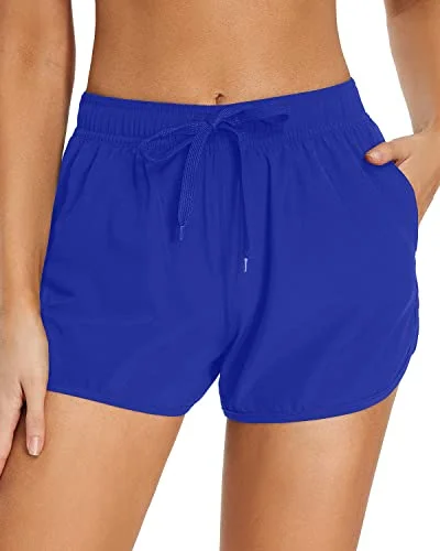 Plus - size women swimwear with full - coverage bottoms for comfort and confidenceElastic Waistband Boardshorts Swim Shorts For Women-Royal Blue Plus - size women swimwear with full - coverage bottoms for comfort and confidenceElastic Waistband Boardshorts Swim Shorts For Women-Royal Blue