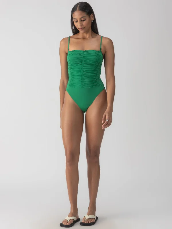 Women's Sleeveless Backless One - Pieces in Black with Cut - Out Details for a Sexy Beach LookBeach Goddess Excess Shirr Banded Mio One-Piece Perky Palm Women's Sleeveless Backless One - Pieces in Black with Cut - Out Details for a Sexy Beach LookBeach Goddess Excess Shirr Banded Mio One-Piece Perky Palm