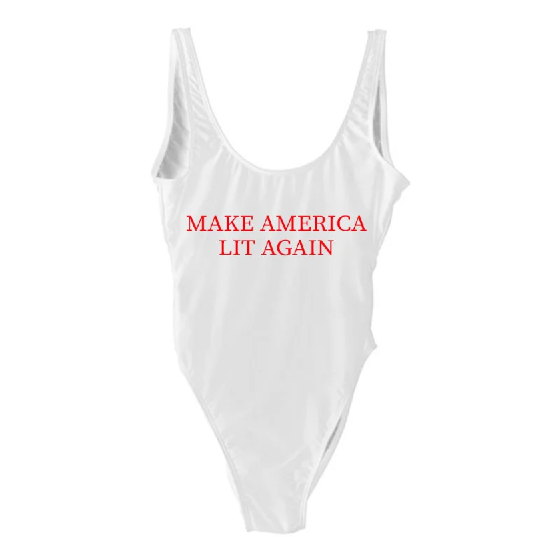 Women's Velvet One - Pieces in Emerald Green for a Luxurious and Sophisticated OccasionMAKE AMERICA LIT AGAIN [SWIMSUIT]