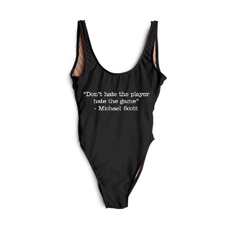 Women's Sheer Paneled One - Pieces in White for a Delicate and Elegant Evening Appearance"DON'T HATE THE PLAYER HATE THE GAME" - Michael Scott [SWIMSUIT]
