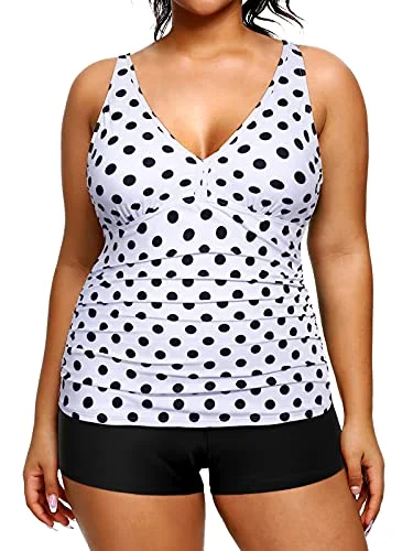 Monokini women swimwear with a unique one - piece - meets - bikini designTwo Piece Deep V Neck Plus Size Swimsuits Shorts Tummy Control Tankini-Black Dot Monokini women swimwear with a unique one - piece - meets - bikini designTwo Piece Deep V Neck Plus Size Swimsuits Shorts Tummy Control Tankini-Black Dot