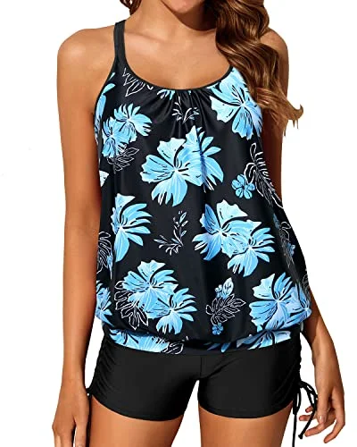 Maternity women swimwear for expecting mothers to enjoy the water comfortablySlimming Adjustable Shoulder Straps Blouson Tankini Bathing Suits-Black Blue Floral Maternity women swimwear for expecting mothers to enjoy the water comfortablySlimming Adjustable Shoulder Straps Blouson Tankini Bathing Suits-Black Blue Floral