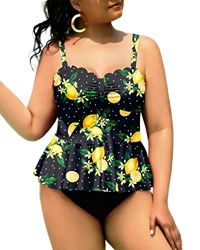 Maternity women swimwear for expecting mothers to enjoy the water comfortablyWomen Peplum Swimwear Scalloped Swimsuits Tummy Control Bathing Suits-Black Lemon Maternity women swimwear for expecting mothers to enjoy the water comfortablyWomen Peplum Swimwear Scalloped Swimsuits Tummy Control Bathing Suits-Black Lemon