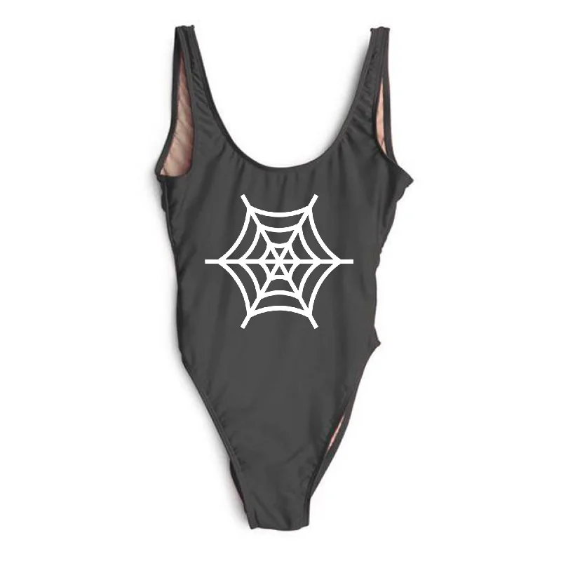 Women's Sheer Paneled One - Pieces in White for a Delicate and Elegant Evening AppearanceSpiderweb Costume [SWIMSUIT]