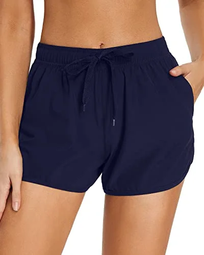 Striped women swimwear with a classic pattern for a timeless beach lookBreathable Quick-Dry Swim Shorts Side Pockets For Teen Girls-Navy Blue Striped women swimwear with a classic pattern for a timeless beach lookBreathable Quick-Dry Swim Shorts Side Pockets For Teen Girls-Navy Blue