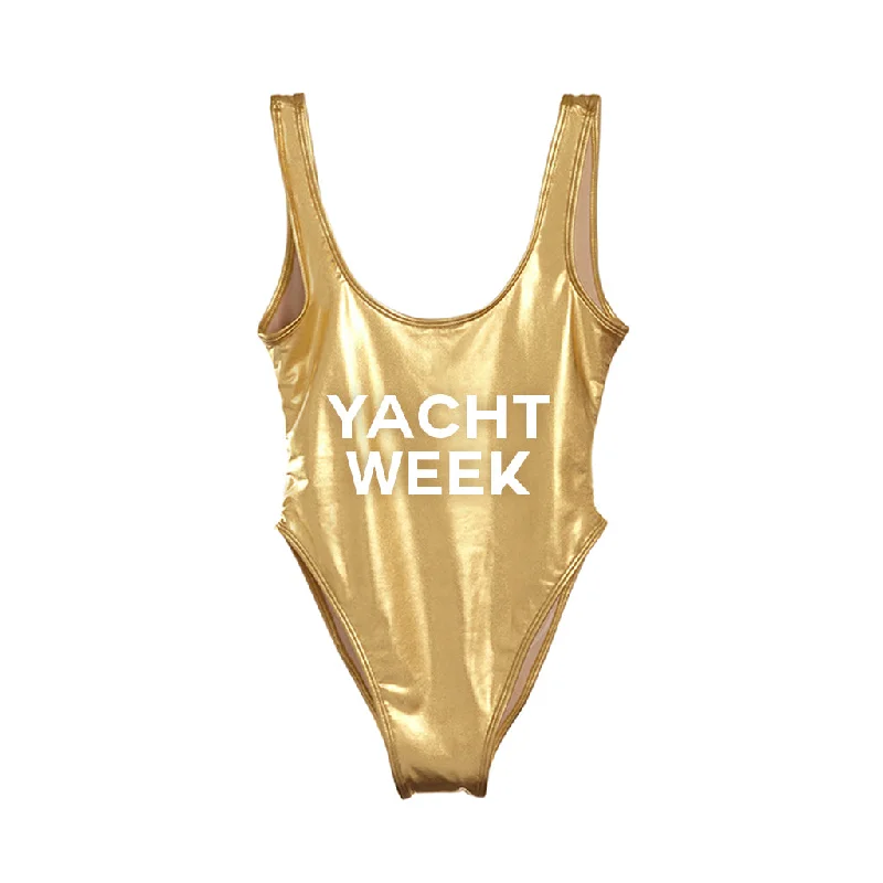 Plus Size Women's Ruffled Hem One - Pieces in Pink for a Feminine and Flirty Summer OutfitYACHT WEEK [SWIMSUIT]