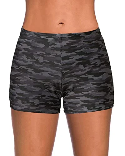 Ruched women swimwear with fabric gathers for a slimming effectWomen's Elastic Waist Tankini Board Shorts For Casual Wear-Camouflage Ruched women swimwear with fabric gathers for a slimming effectWomen's Elastic Waist Tankini Board Shorts For Casual Wear-Camouflage