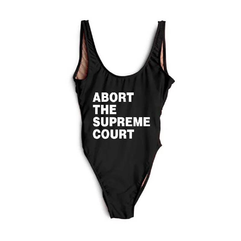 Plus Size Women's Striped One - Pieces in Navy and White for a Nautical - Inspired EnsembleABORT THE SUPREME COURT [SWIMSUIT]