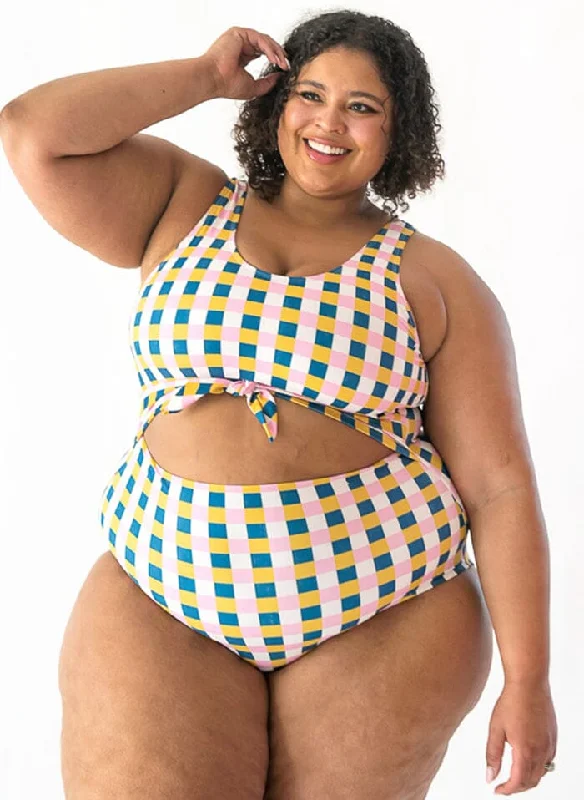 Plus Size Women's Ruffled Hem One - Pieces in Pink for a Feminine and Flirty Summer OutfitTage Knotted One-Piece Plus Size Women's Ruffled Hem One - Pieces in Pink for a Feminine and Flirty Summer OutfitTage Knotted One-Piece