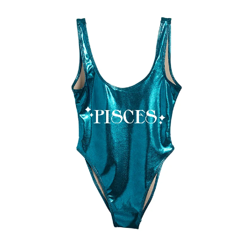 Women's Sleeveless One - Pieces in Yellow with Floral Appliques for a Cheerful and Spring - Like LookPISCES [SWIMSUIT]