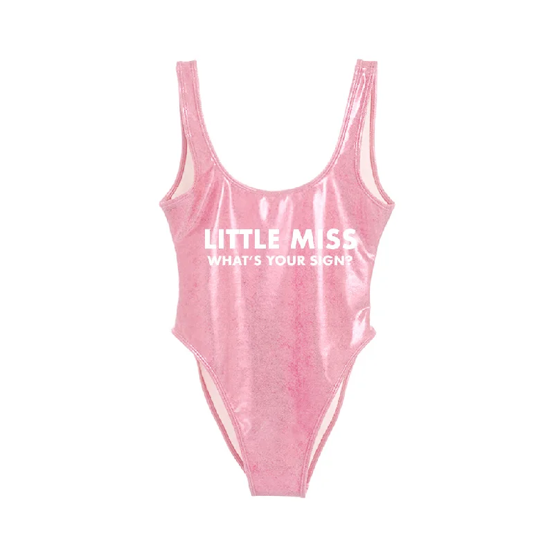 Plus Size Women's Striped One - Pieces in Navy and White for a Nautical - Inspired EnsembleLITTLE MISS WHAT'S YOUR SIGN [SWIMSUIT]
