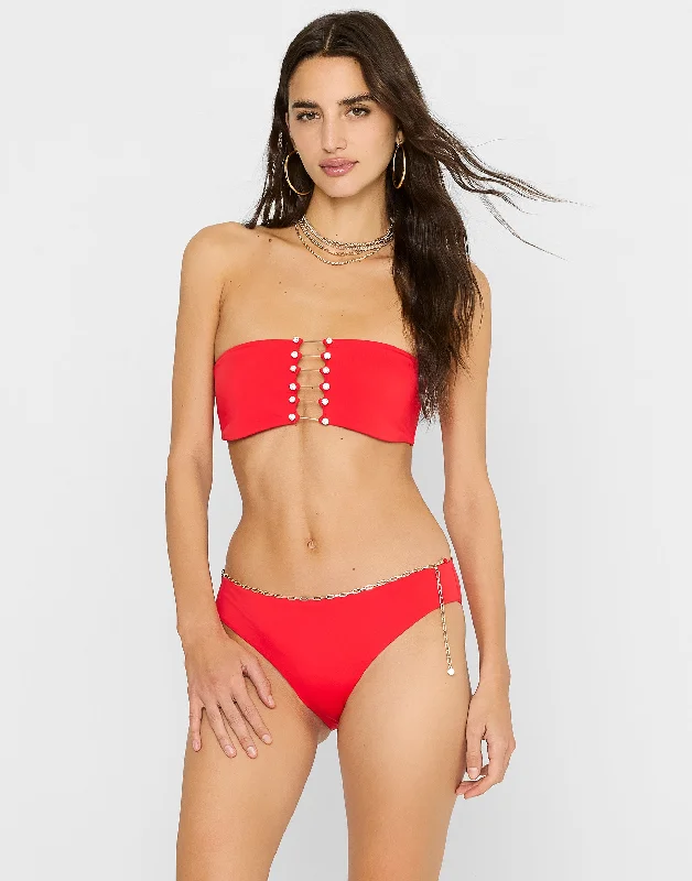 Ruched women swimwear with fabric gathers for a slimming effectNoelani Full Bottom - Red Ruched women swimwear with fabric gathers for a slimming effectNoelani Full Bottom - Red