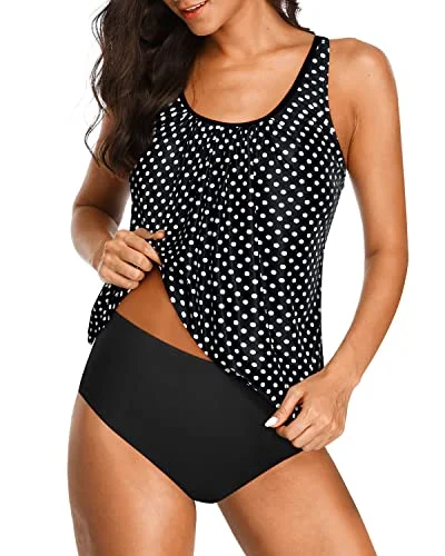 Sports women swimwear for high - intensity water activities like swimming lapsWomen's 2 Piece Blouson Tankini Swimsuits Tummy Control Bathing Suits-Black Dot Sports women swimwear for high - intensity water activities like swimming lapsWomen's 2 Piece Blouson Tankini Swimsuits Tummy Control Bathing Suits-Black Dot