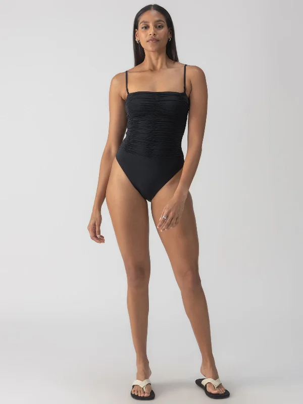 Women's Metallic One - Pieces in Silver for a Shiny and Eye - Catching Night OutfitBeach Goddess Excess Shirr Banded Mio One-Piece Black Women's Metallic One - Pieces in Silver for a Shiny and Eye - Catching Night OutfitBeach Goddess Excess Shirr Banded Mio One-Piece Black