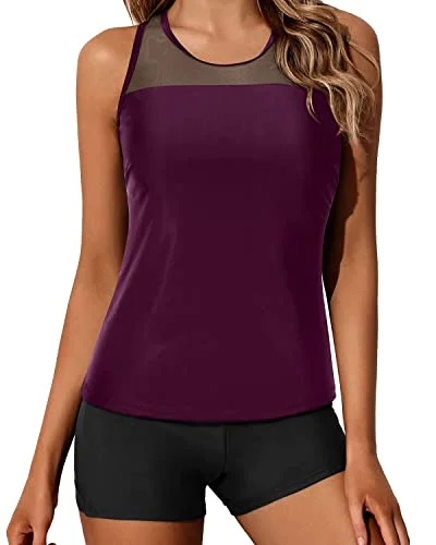 Maternity women swimwear for expecting mothers to enjoy the water comfortablyAthletic Racerback Tankini Bathing Suit Tops For Women Shorts-Maroon Maternity women swimwear for expecting mothers to enjoy the water comfortablyAthletic Racerback Tankini Bathing Suit Tops For Women Shorts-Maroon