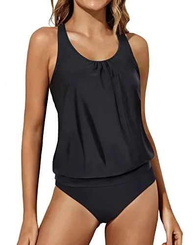 Sustainable women swimwear made from recycled materials for eco - conscious beachgoersWomen's Racerback Tank Tops Bottoms Blouson Tankini Swimwear-Black Sustainable women swimwear made from recycled materials for eco - conscious beachgoersWomen's Racerback Tank Tops Bottoms Blouson Tankini Swimwear-Black