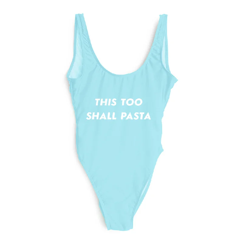 Women's Long - Sleeve Turtleneck One - Pieces in Navy for a Sophisticated Winter EnsembleThis Too Shall Pasta [SWIMSUIT]