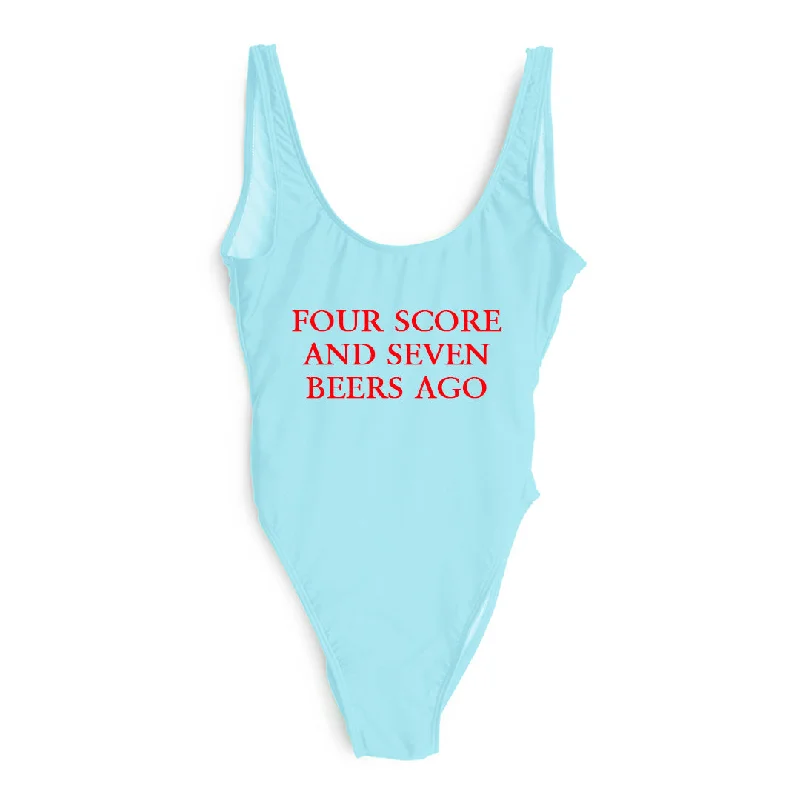 Women's Sequined Mini One - Pieces in Gold for a Glamorous New Year's Eve PartyFOUR SCORE AND SEVEN BEERS AGO [SWIMSUIT]