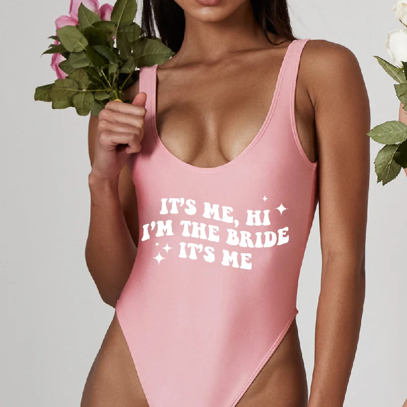 Plus Size Women's Button - Down One - Pieces in Light Blue for a Casual and Comfortable Day OutIT'S ME HI I'M THE BRIDE IT'S ME [SWIMSUIT]