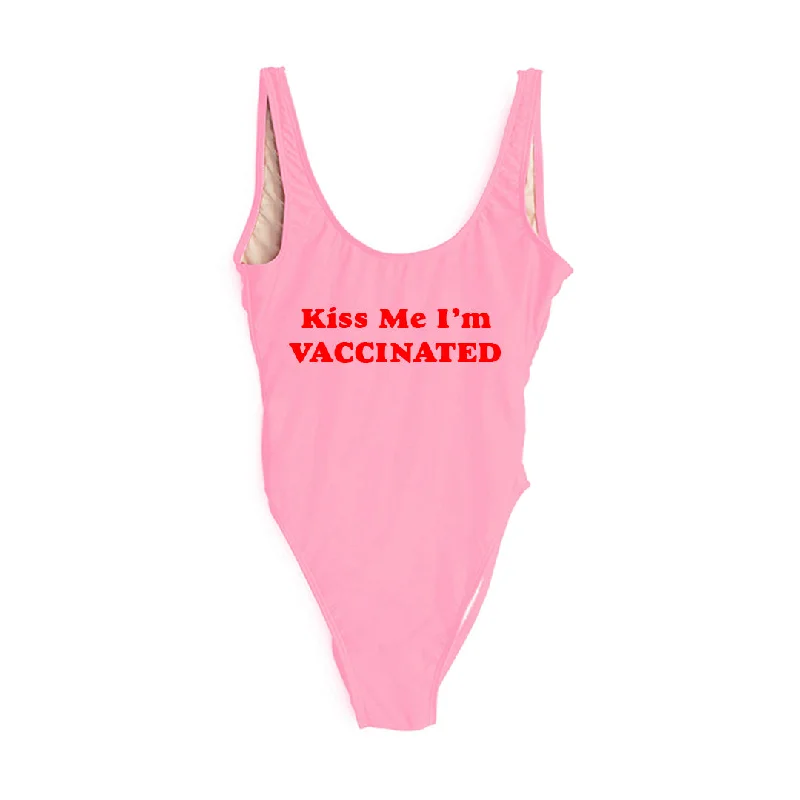 Women's Metallic One - Pieces in Silver for a Shiny and Eye - Catching Night OutfitKISS ME I'M VACCINATED [SWIMSUIT]