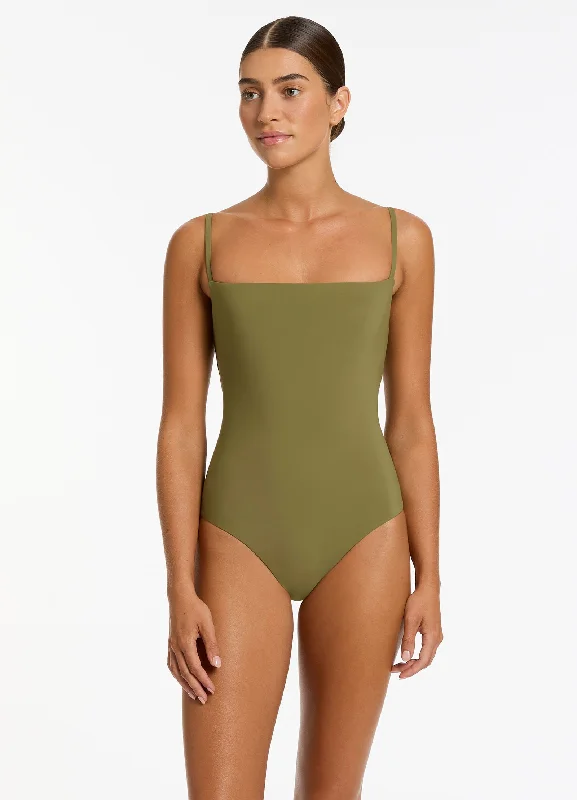 Women's Metallic One - Pieces in Silver for a Shiny and Eye - Catching Night OutfitJetset Minimal Tank One Piece - Moss Women's Metallic One - Pieces in Silver for a Shiny and Eye - Catching Night OutfitJetset Minimal Tank One Piece - Moss