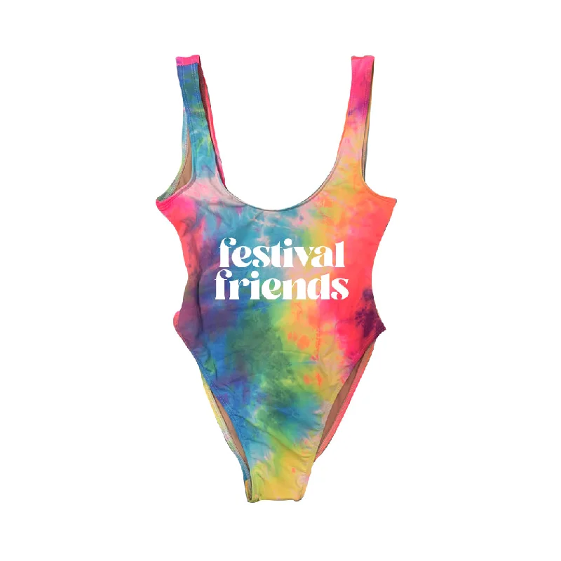 Plus Size Women's Button - Down One - Pieces in Light Blue for a Casual and Comfortable Day OutFESTIVAL FRIENDS [SWIMSUIT]