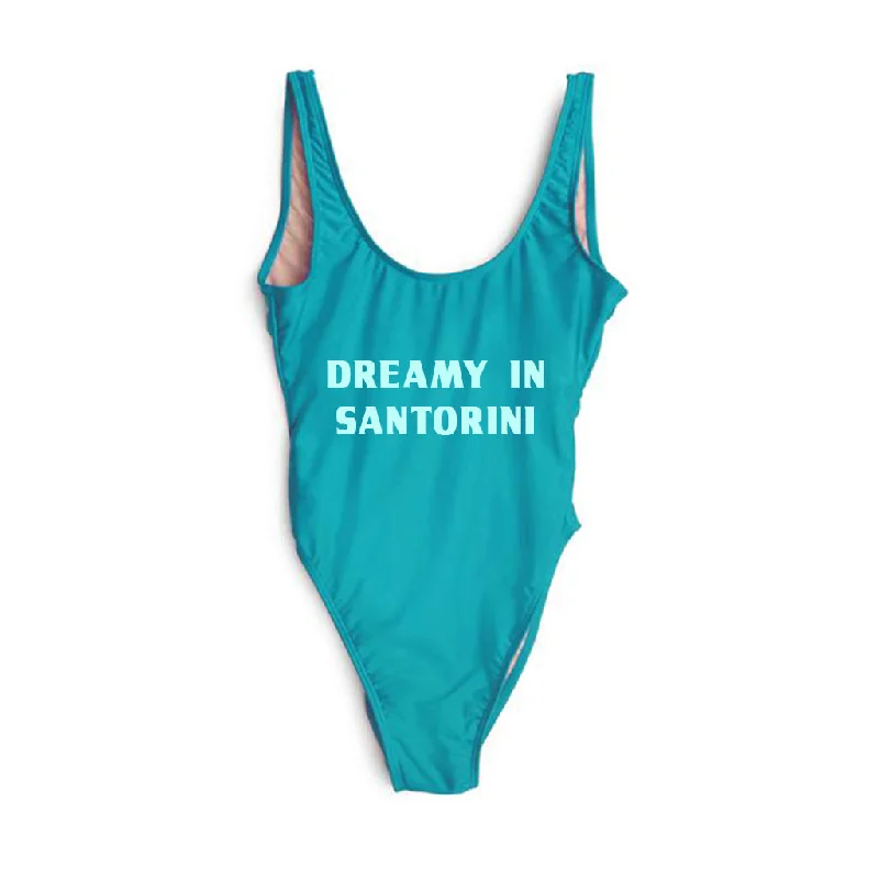 Women's Long - Length One - Pieces in Gray with Asymmetric Hem for a Contemporary and Fashionable LookDREAMY IN SANTORINI [SWIMSUIT]
