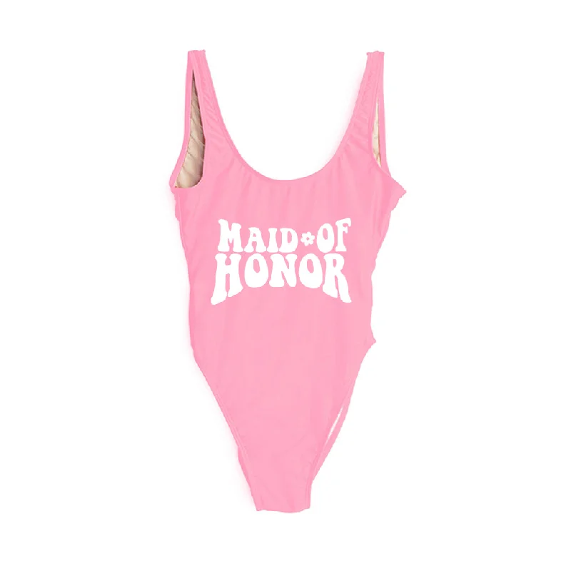 Plus Size Women's Animal Print One - Pieces in Leopard for a Bold and Trendy StatementMAID OF HONOR flower power [SWIMSUIT]