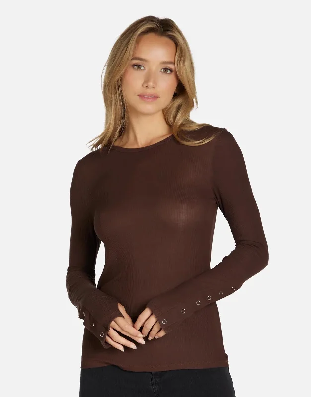 Lace - Trimmed Women Long Sleeve Top for an Elegant LookLace - Trimmed Women Long Sleeve Top for an Elegant LookSorento Dark Mocha Lace - Trimmed Women Long Sleeve Top for an Elegant LookLace - Trimmed Women Long Sleeve Top for an Elegant LookSorento Dark Mocha