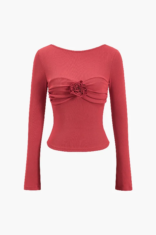 Lace - Trimmed Women Long Sleeve Top for an Elegant LookLace - Trimmed Women Long Sleeve Top for an Elegant Look3D Floral Backless Long-Sleeve Top Lace - Trimmed Women Long Sleeve Top for an Elegant LookLace - Trimmed Women Long Sleeve Top for an Elegant Look3D Floral Backless Long-Sleeve Top