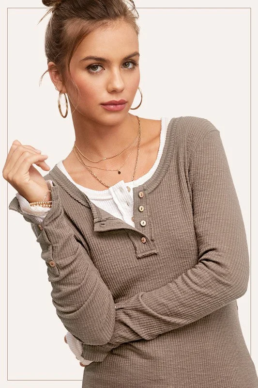 Printed Graphic Women Long Sleeve Top with a Bold StatementPrinted Graphic Women Long Sleeve Top with a Bold StatementLAUREL RIBBED HENLEY STITCHED LONG SLEEVE TOP Printed Graphic Women Long Sleeve Top with a Bold StatementPrinted Graphic Women Long Sleeve Top with a Bold StatementLAUREL RIBBED HENLEY STITCHED LONG SLEEVE TOP