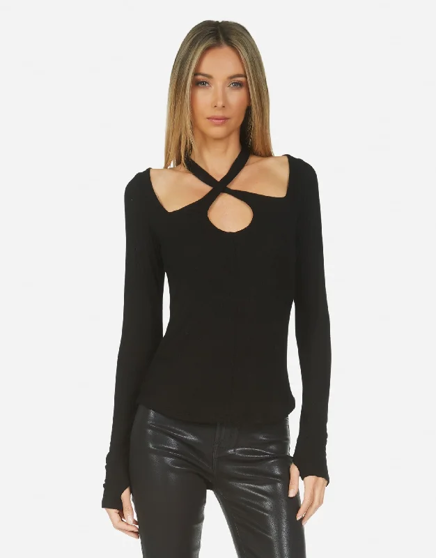 Ruffled Cuff Women Long Sleeve Top with a Feminine TouchRuffled Cuff Women Long Sleeve Top with a Feminine TouchGael Black Ruffled Cuff Women Long Sleeve Top with a Feminine TouchRuffled Cuff Women Long Sleeve Top with a Feminine TouchGael Black