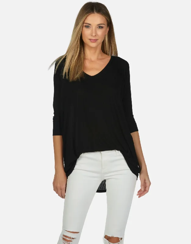 Floral Printed Women Long Sleeve Top for a Romantic LookFloral Printed Women Long Sleeve Top for a Romantic LookDylan Core V-Neck Draped Tee