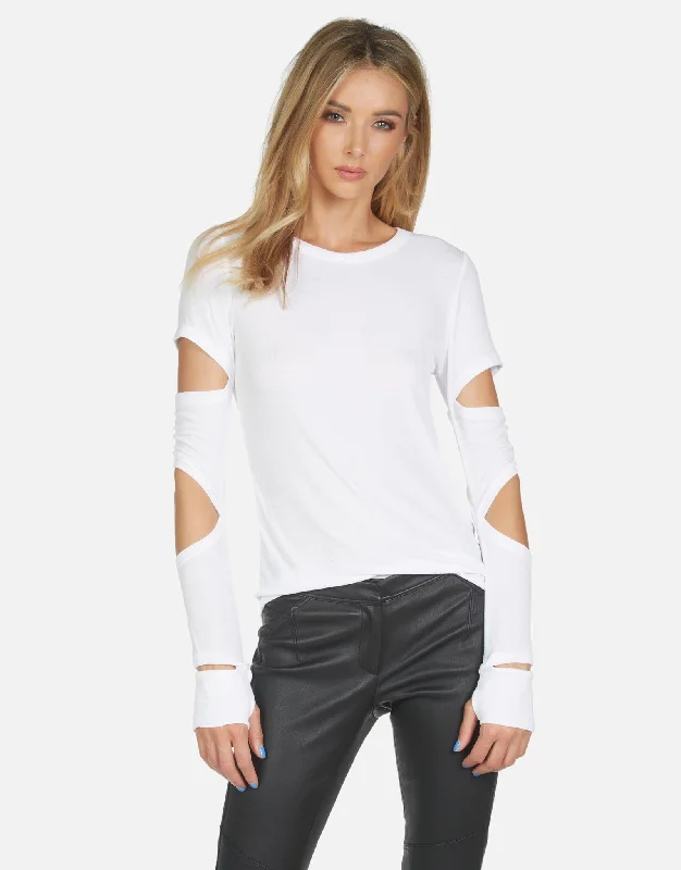 Cable - Knit Women Long Sleeve Top with a Cozy TextureCable - Knit Women Long Sleeve Top with a Cozy TextureGranger Slit Sleeve Tee White Cable - Knit Women Long Sleeve Top with a Cozy TextureCable - Knit Women Long Sleeve Top with a Cozy TextureGranger Slit Sleeve Tee White