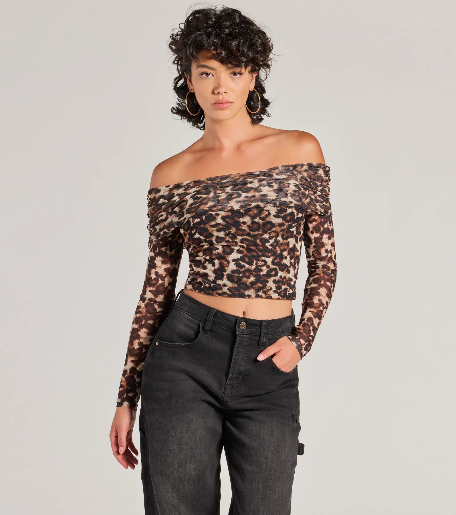 Lace - Trimmed Women Long Sleeve Top for an Elegant LookLace - Trimmed Women Long Sleeve Top for an Elegant LookTrendy Chic Leopard Print Mesh Off-The-Shoulder Top Lace - Trimmed Women Long Sleeve Top for an Elegant LookLace - Trimmed Women Long Sleeve Top for an Elegant LookTrendy Chic Leopard Print Mesh Off-The-Shoulder Top