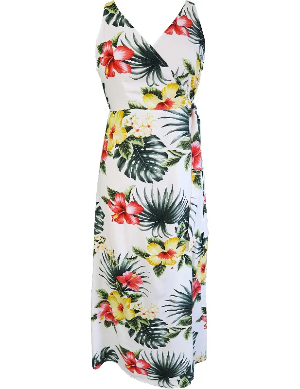 Midi dresses with printed lining for a hidden and stylish detail Empire Waist Tea Length Hawaiian Dress Lihue Hibiscus Midi dresses with printed lining for a hidden and stylish detail Empire Waist Tea Length Hawaiian Dress Lihue Hibiscus