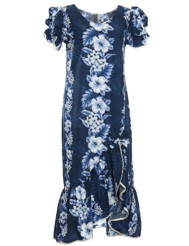 A - line midi dresses with floral prints for spring brunches Ruffle Muumuu Dress Knee Length Pacific Panel A - line midi dresses with floral prints for spring brunches Ruffle Muumuu Dress Knee Length Pacific Panel