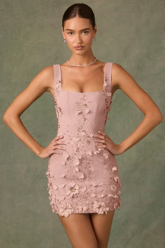 Mini dresses with empire waists for a flattering fit Embellished Corset Mini Dress in Dusty Rose Mini dresses with empire waists for a flattering fit Embellished Corset Mini Dress in Dusty Rose