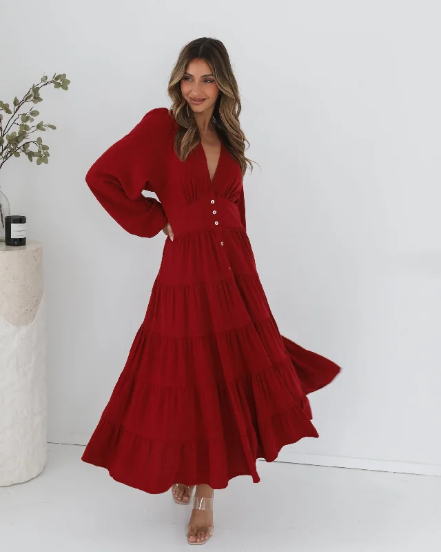 Maternity dress for hospital visits during pregnancy Sharina Dress - Wine Red