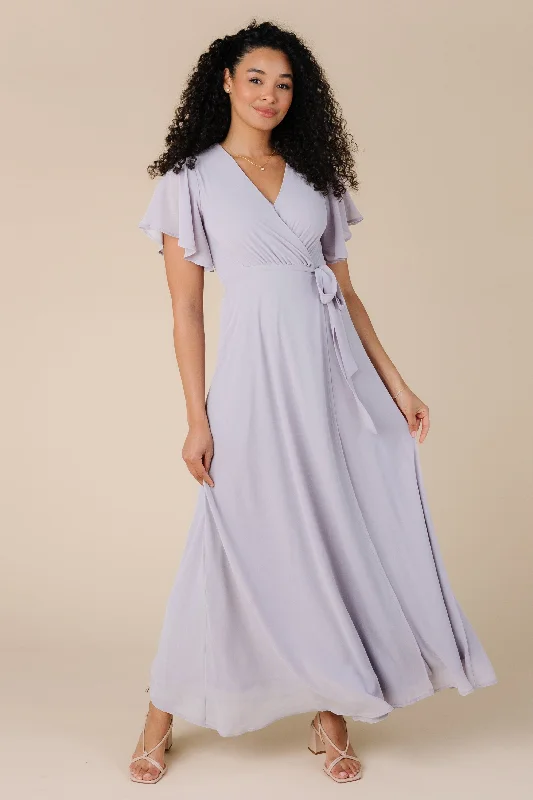 Maternity dress for a summer barbecue Naples Flutter Sleeve-Lavender