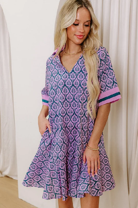 Maternity dress for maternity yoga classes French Market Promenade Mini Dress in Violet Maternity dress for maternity yoga classes French Market Promenade Mini Dress in Violet