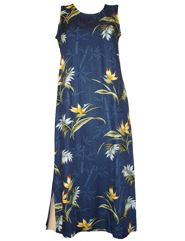 Wrap - style midi dresses in silk for a sophisticated office look Sleeveless Hawaiian Dress Ankle Length Bamboo Paradise Wrap - style midi dresses in silk for a sophisticated office look Sleeveless Hawaiian Dress Ankle Length Bamboo Paradise