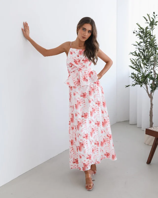 Maternity dress for maternity yoga classes Devina Dress - White Floral