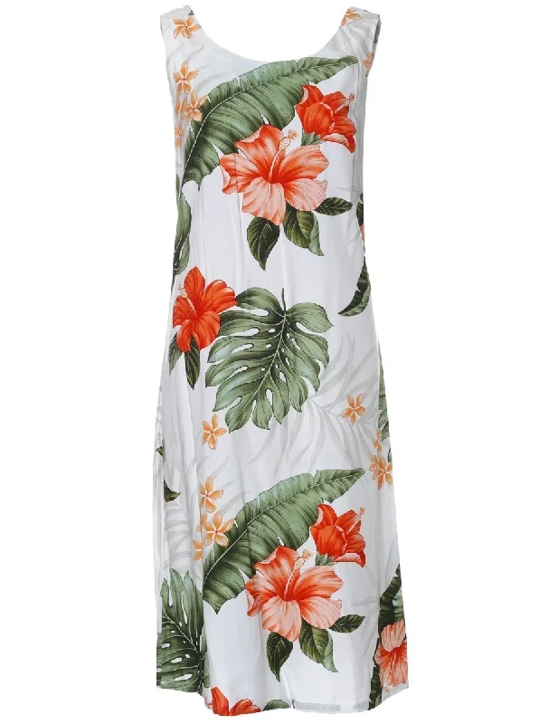 Midi dresses with asymmetric hems for a fashion - forward and dynamic appearance Bias Sleeveless Knee Length Dress Waipio Hibiscus Midi dresses with asymmetric hems for a fashion - forward and dynamic appearance Bias Sleeveless Knee Length Dress Waipio Hibiscus
